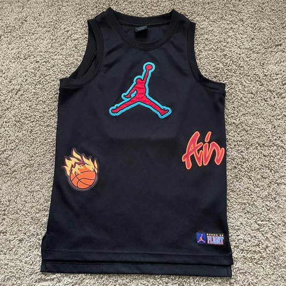 Air Jordan Kids Patch Pack Jersey Black NBA 1990s MJ Streetwear sz L - Picture 4 of 15